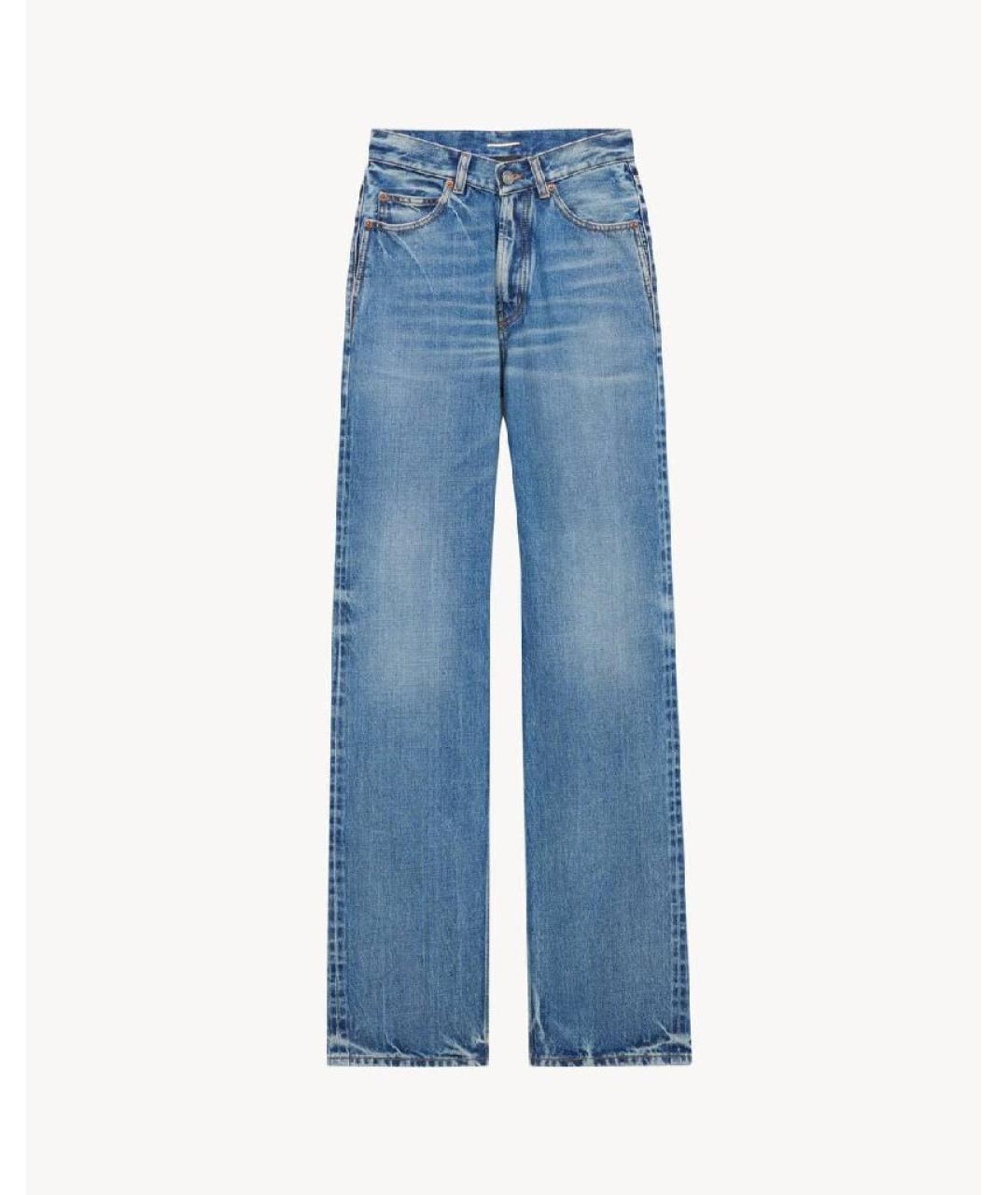 SAINT LAURENT Голубые хлопковые прямые джинсы, фото 1