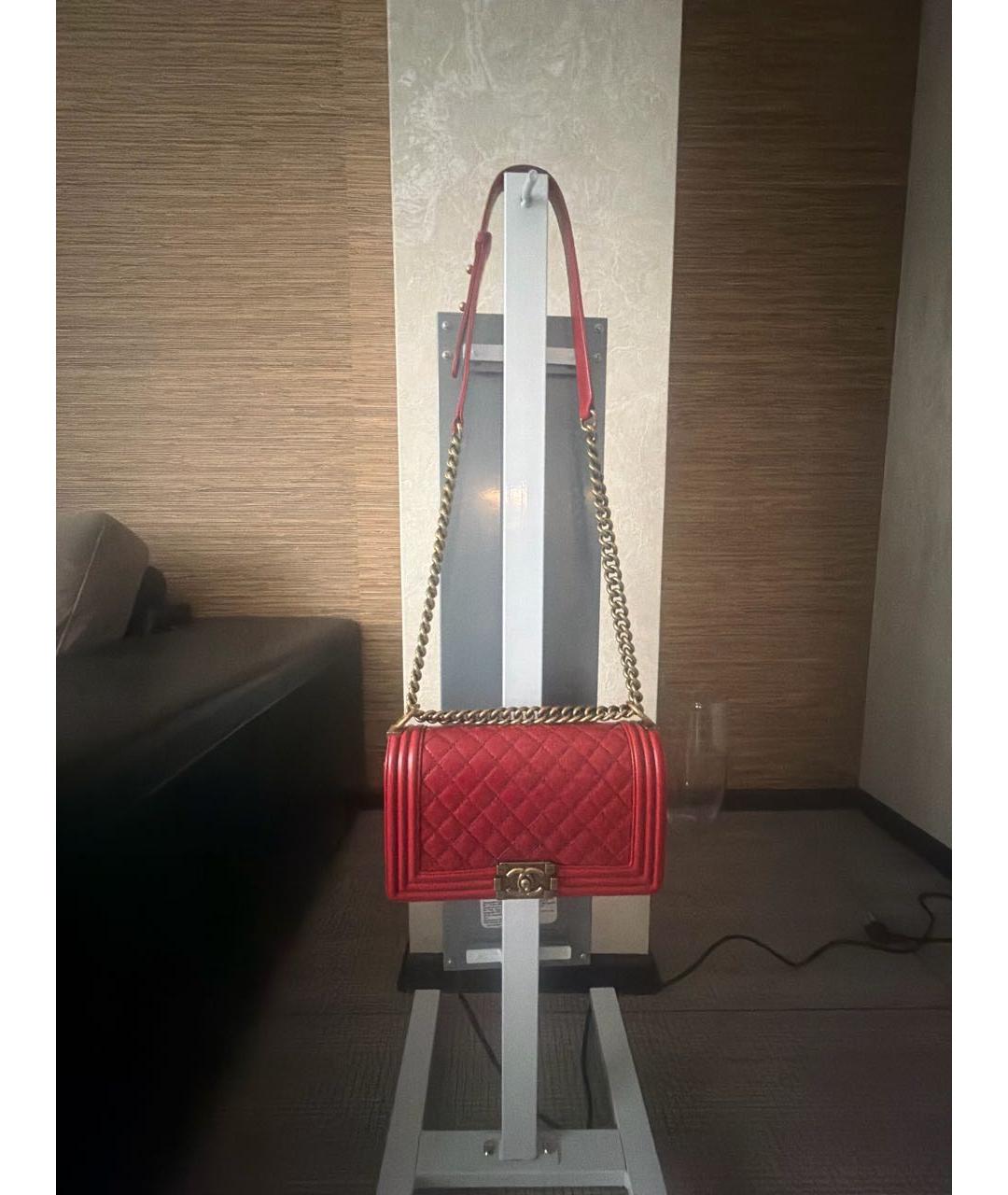 CHANEL Красная кожаная сумка через плечо, фото 9