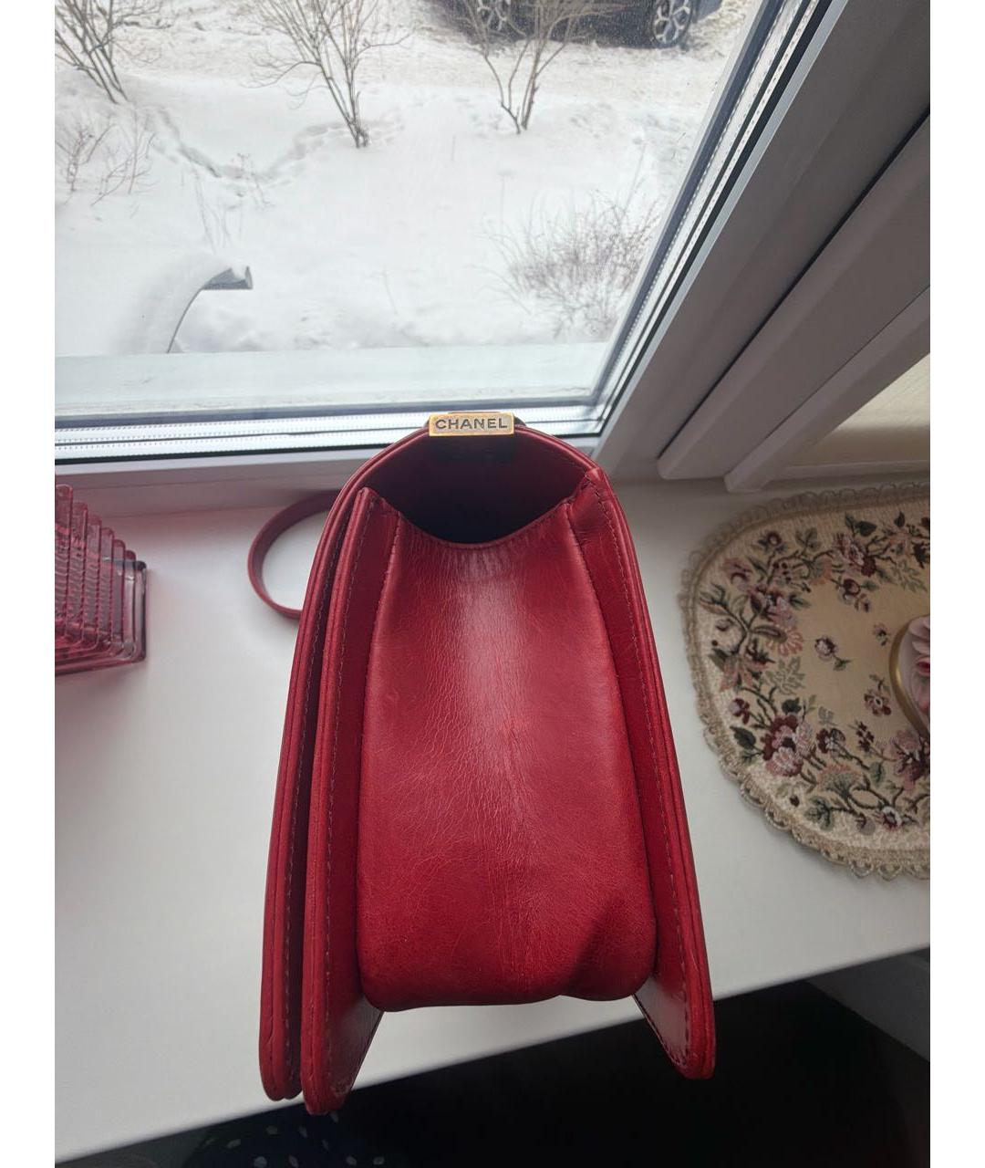 CHANEL Красная кожаная сумка через плечо, фото 8