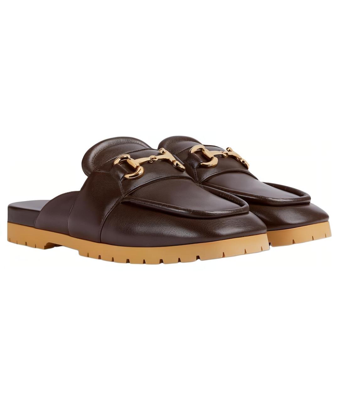 GUCCI Коричневые кожаные лоферы, фото 2