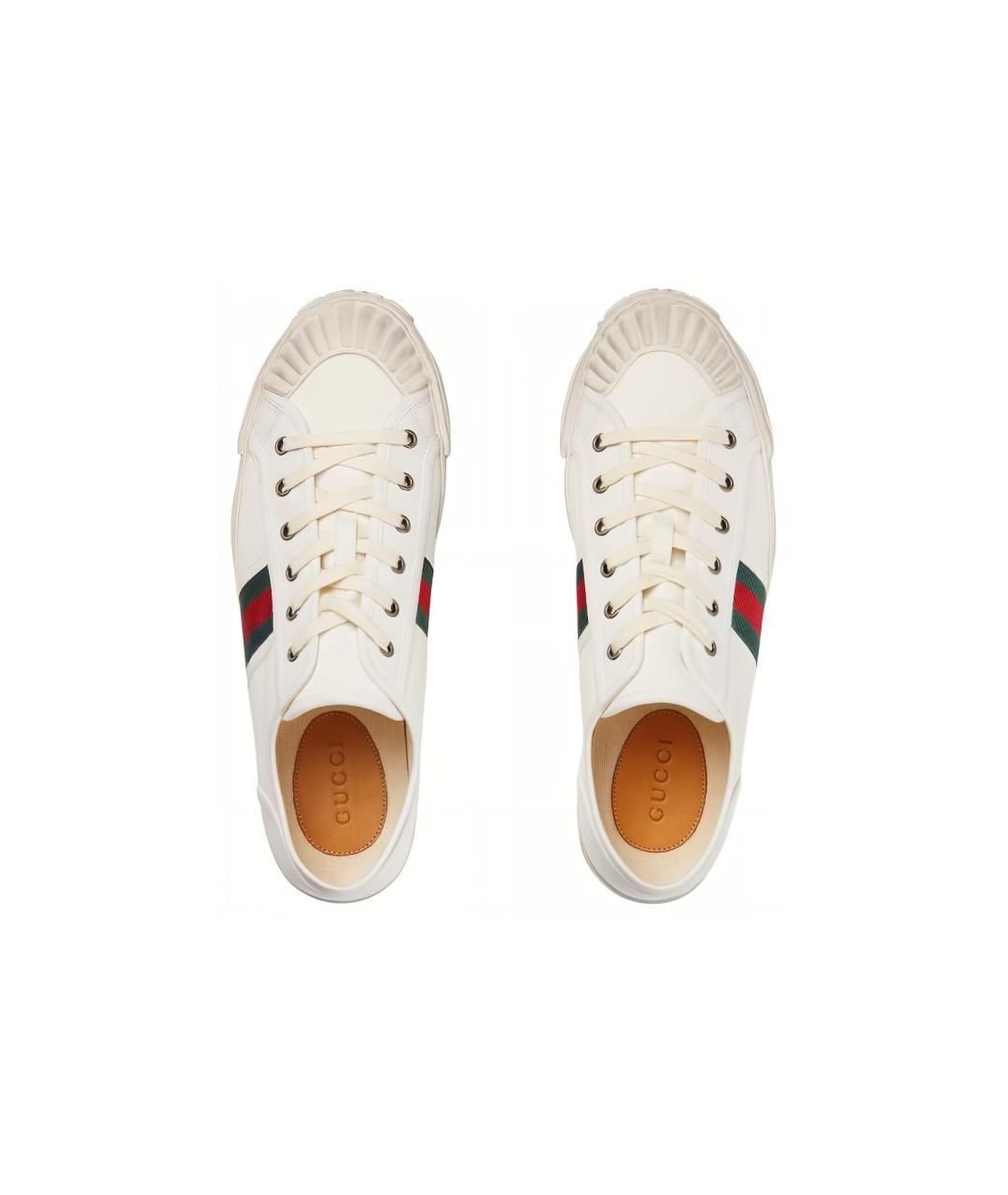 GUCCI Белые текстильные низкие кроссовки / кеды, фото 5