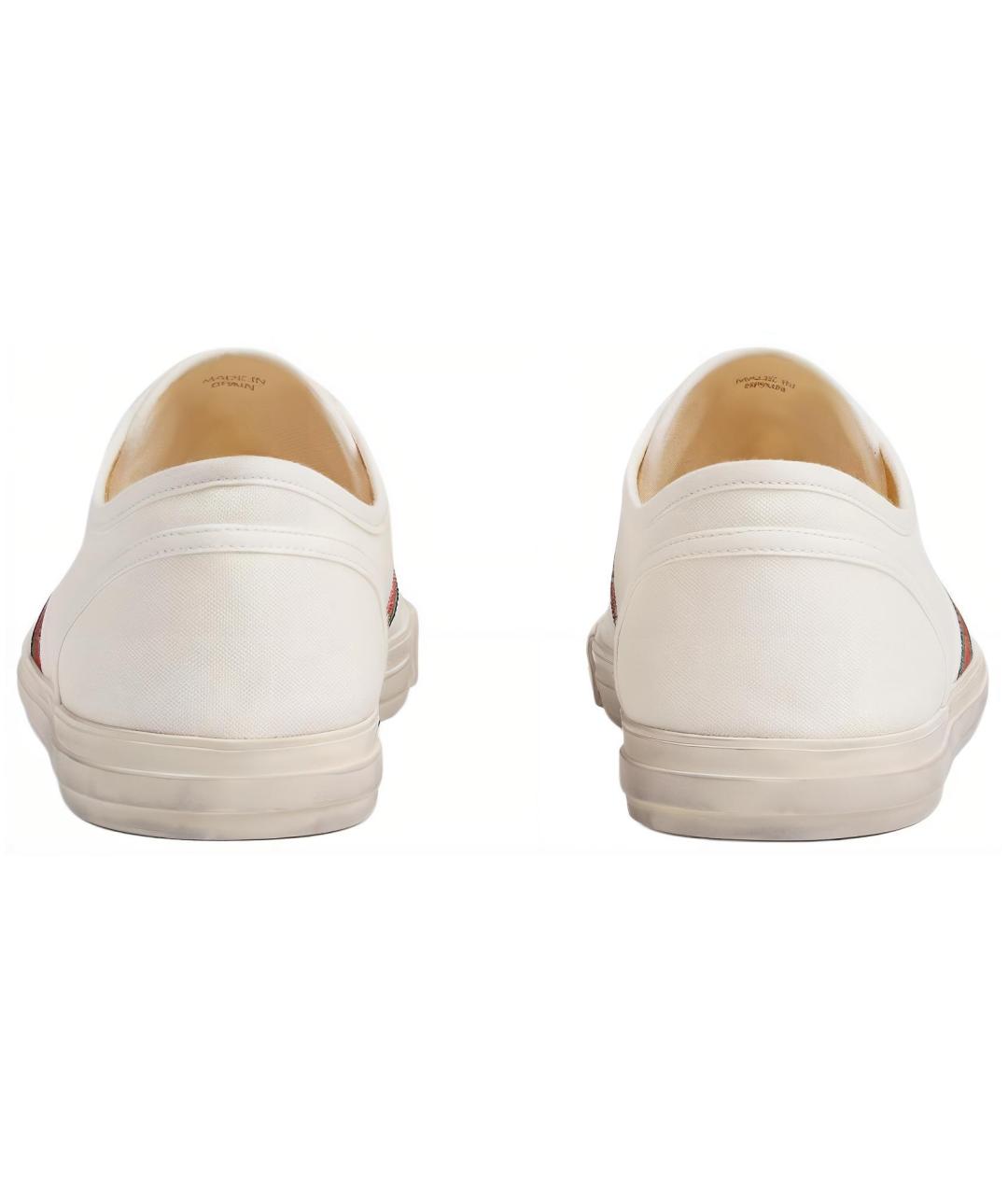 GUCCI Белые текстильные низкие кроссовки / кеды, фото 4