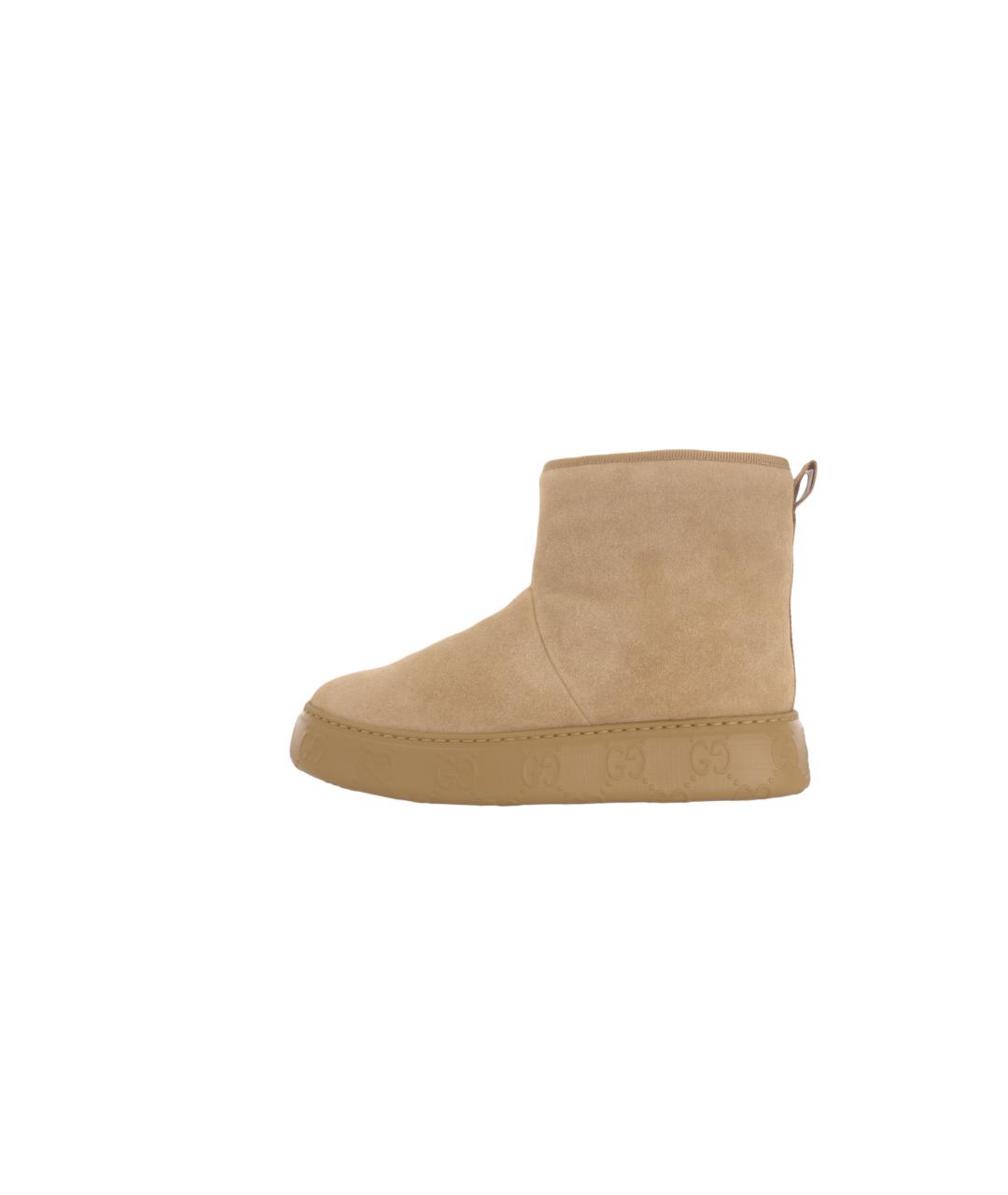 GUCCI Бежевые замшевые ботинки, фото 2