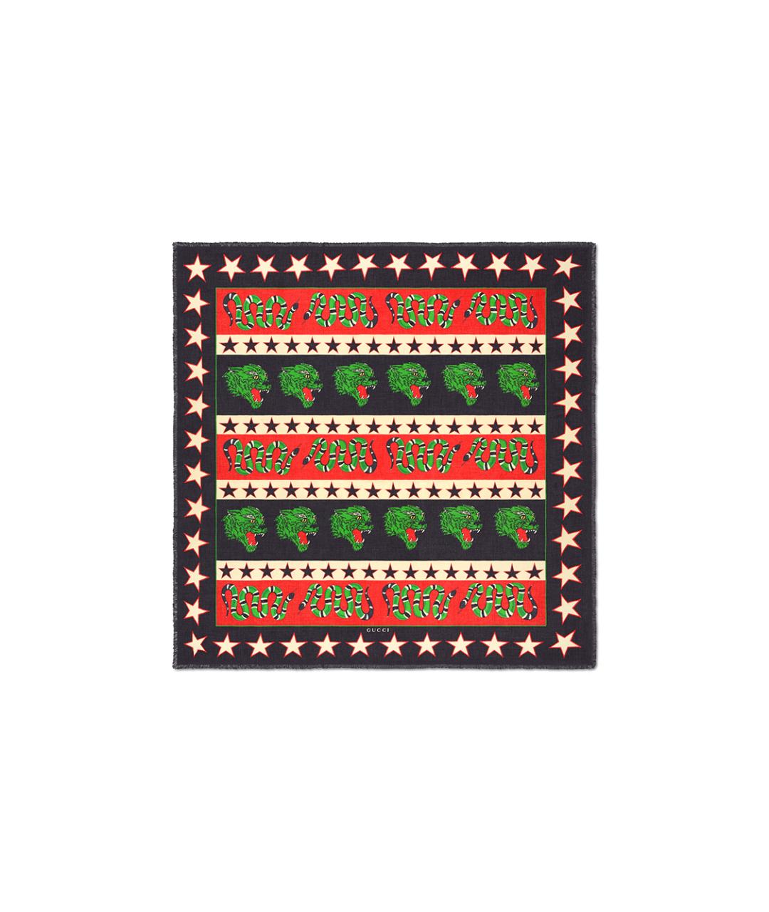 GUCCI Черный шелковый шарф, фото 2