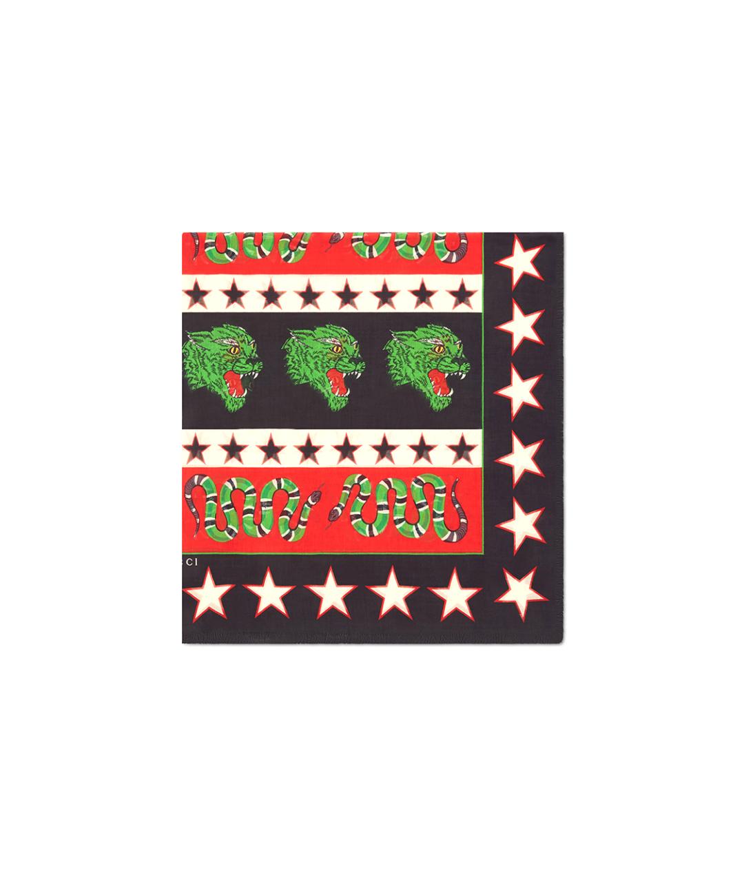 GUCCI Черный шелковый шарф, фото 3