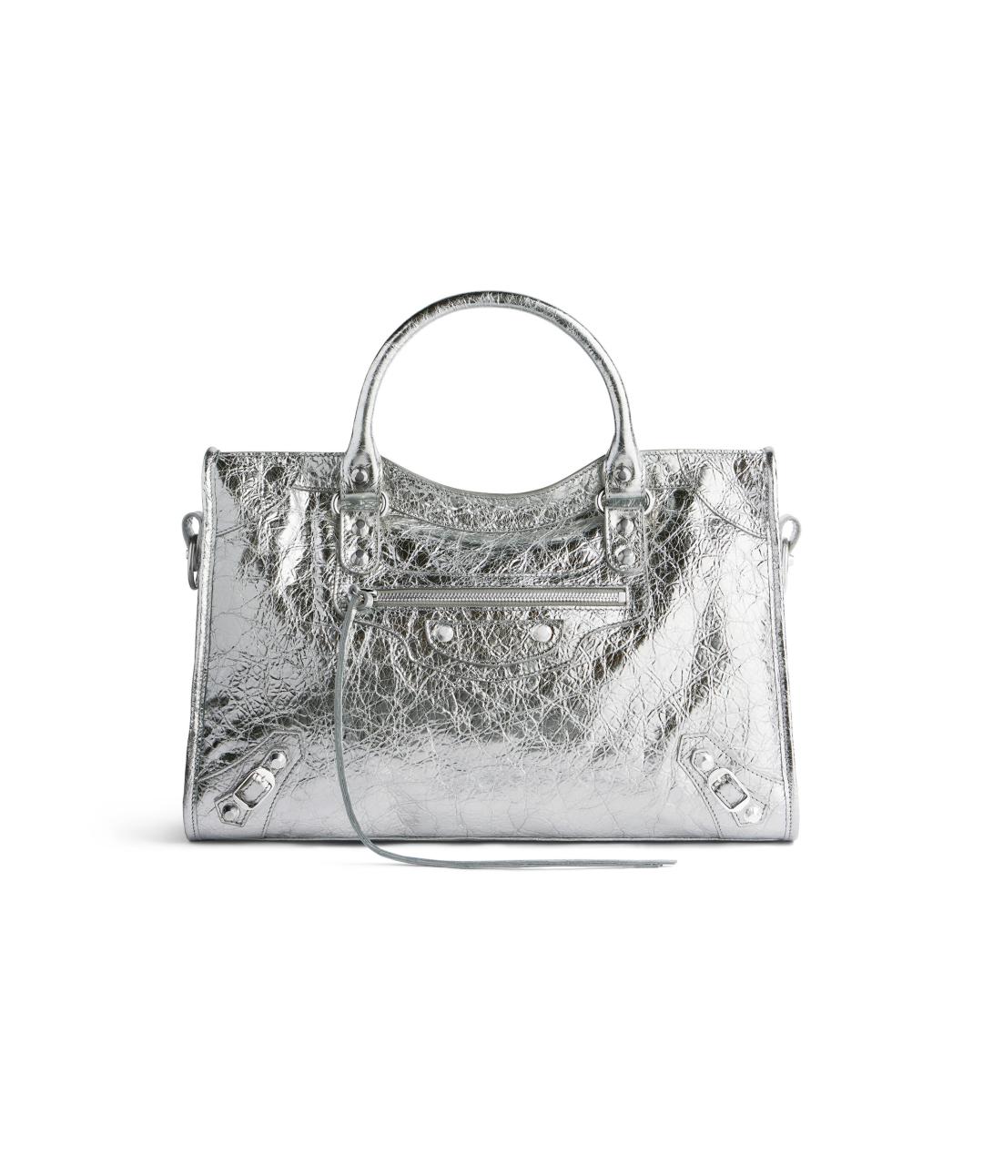 BALENCIAGA Серебряная кожаная сумка через плечо, фото 1