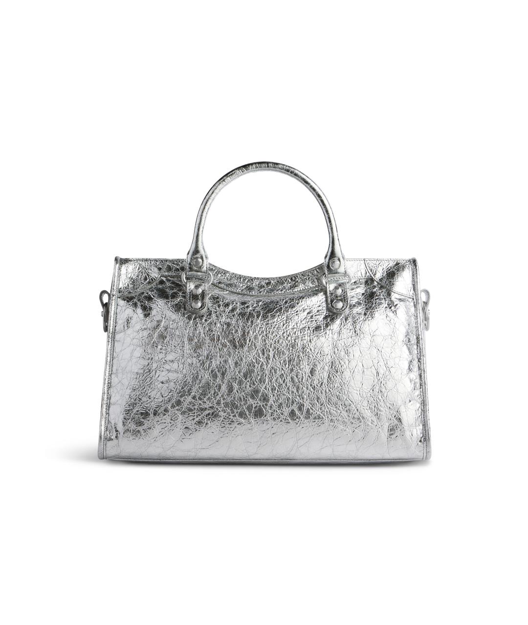 BALENCIAGA Серебряная кожаная сумка через плечо, фото 5
