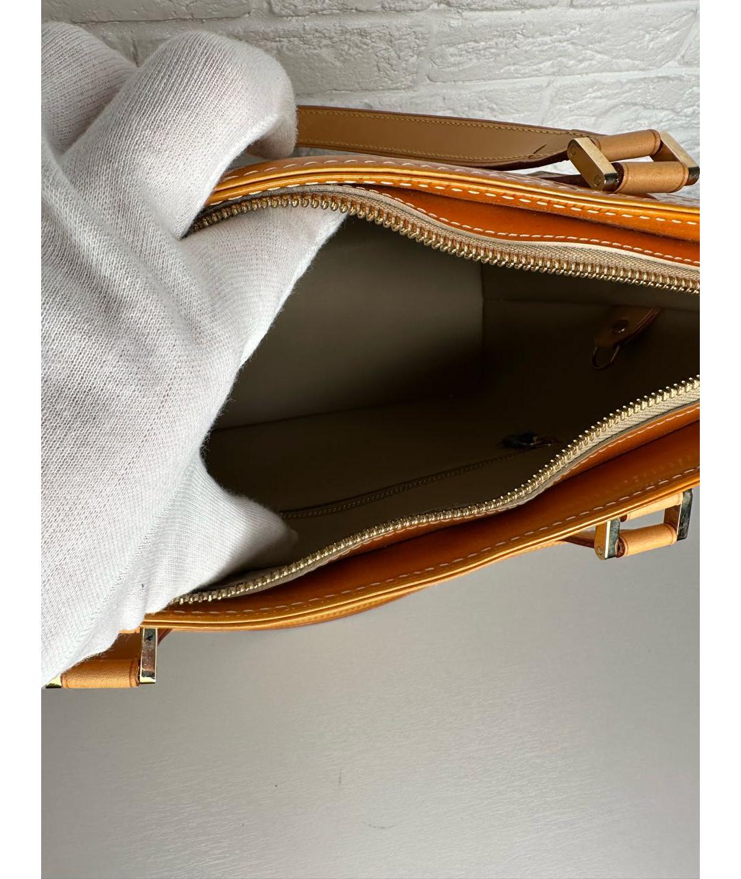 LOUIS VUITTON Желтая сумка с короткими ручками из лакированной кожи, фото 7