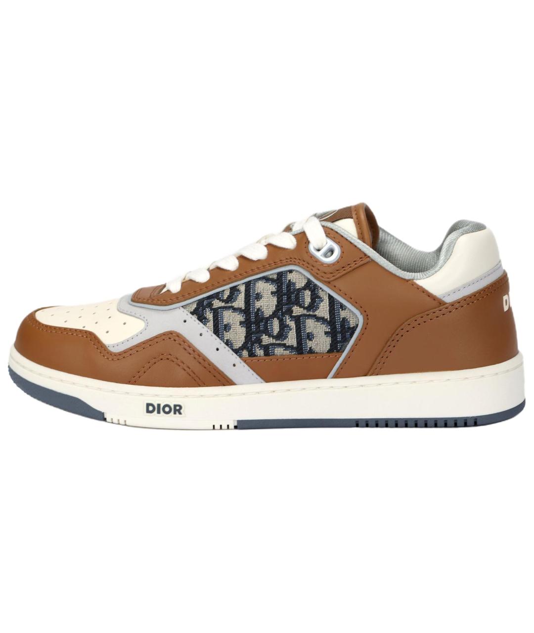CHRISTIAN DIOR Коричневые кожаные низкие кроссовки / кеды, фото 2