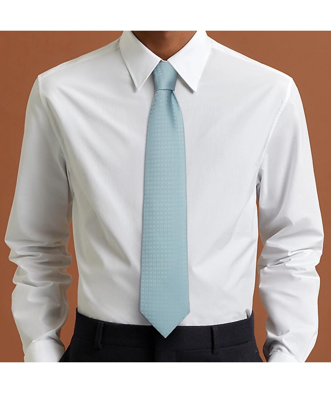 HERMES Голубой шелковый галстук, фото 2