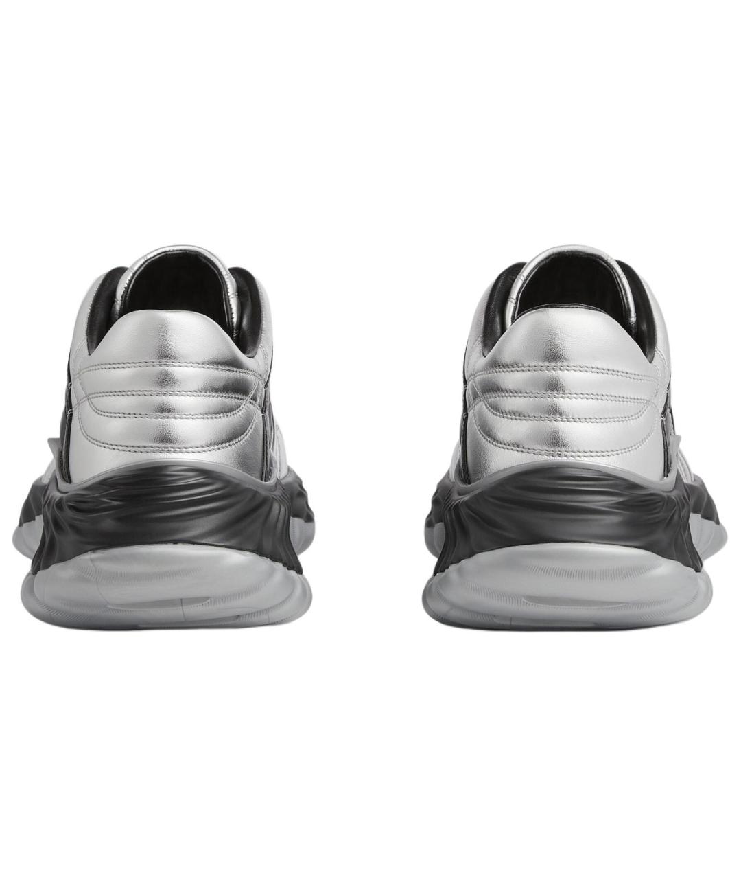 GUCCI Серебряные кожаные низкие кроссовки / кеды, фото 5