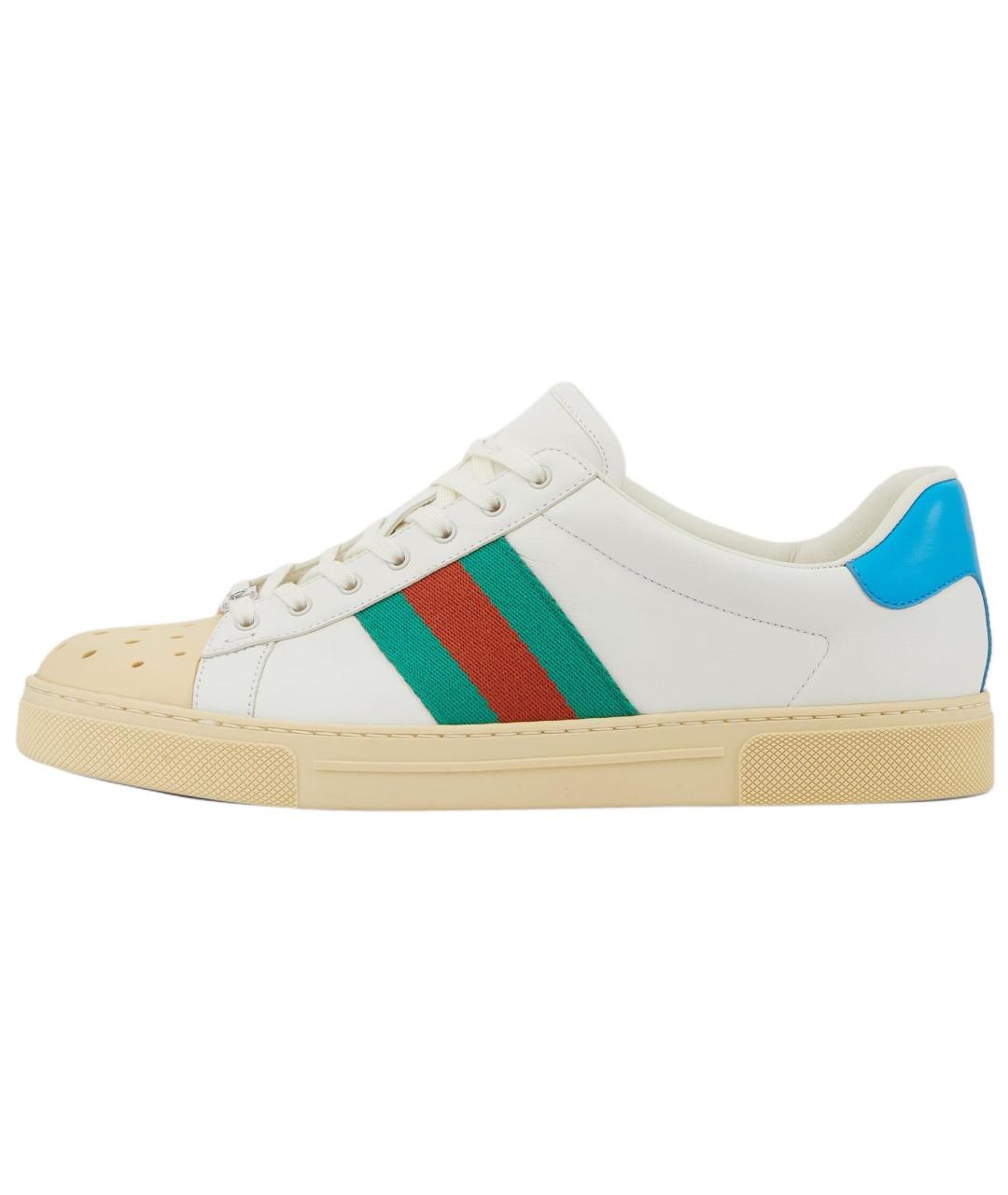 GUCCI Белые кожаные низкие кроссовки / кеды, фото 2