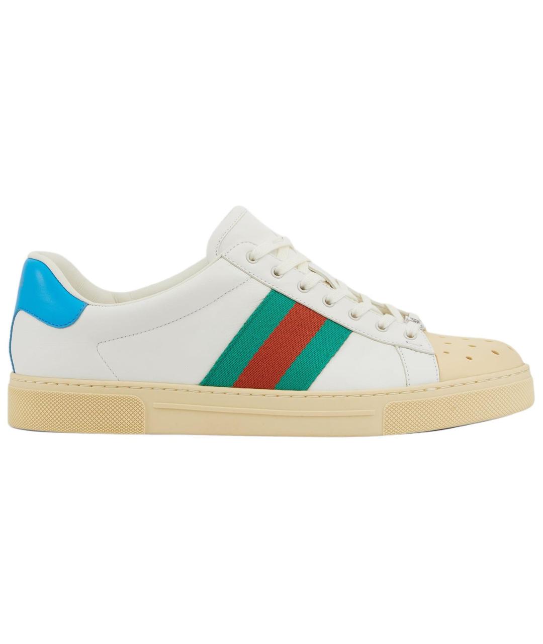 GUCCI Белые кожаные низкие кроссовки / кеды, фото 1