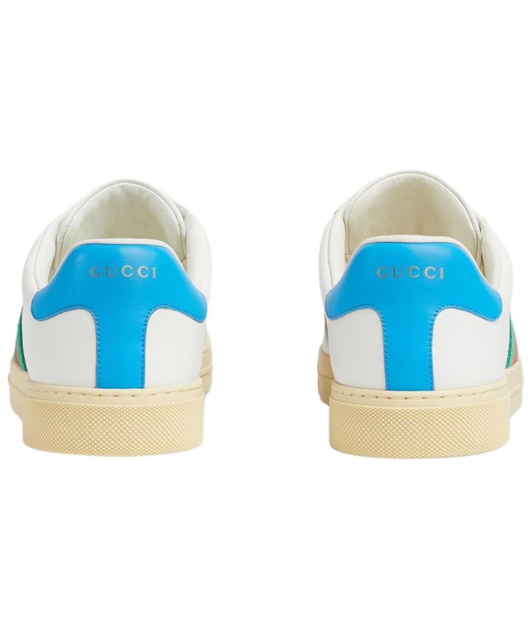 GUCCI Белые кожаные низкие кроссовки / кеды, фото 5