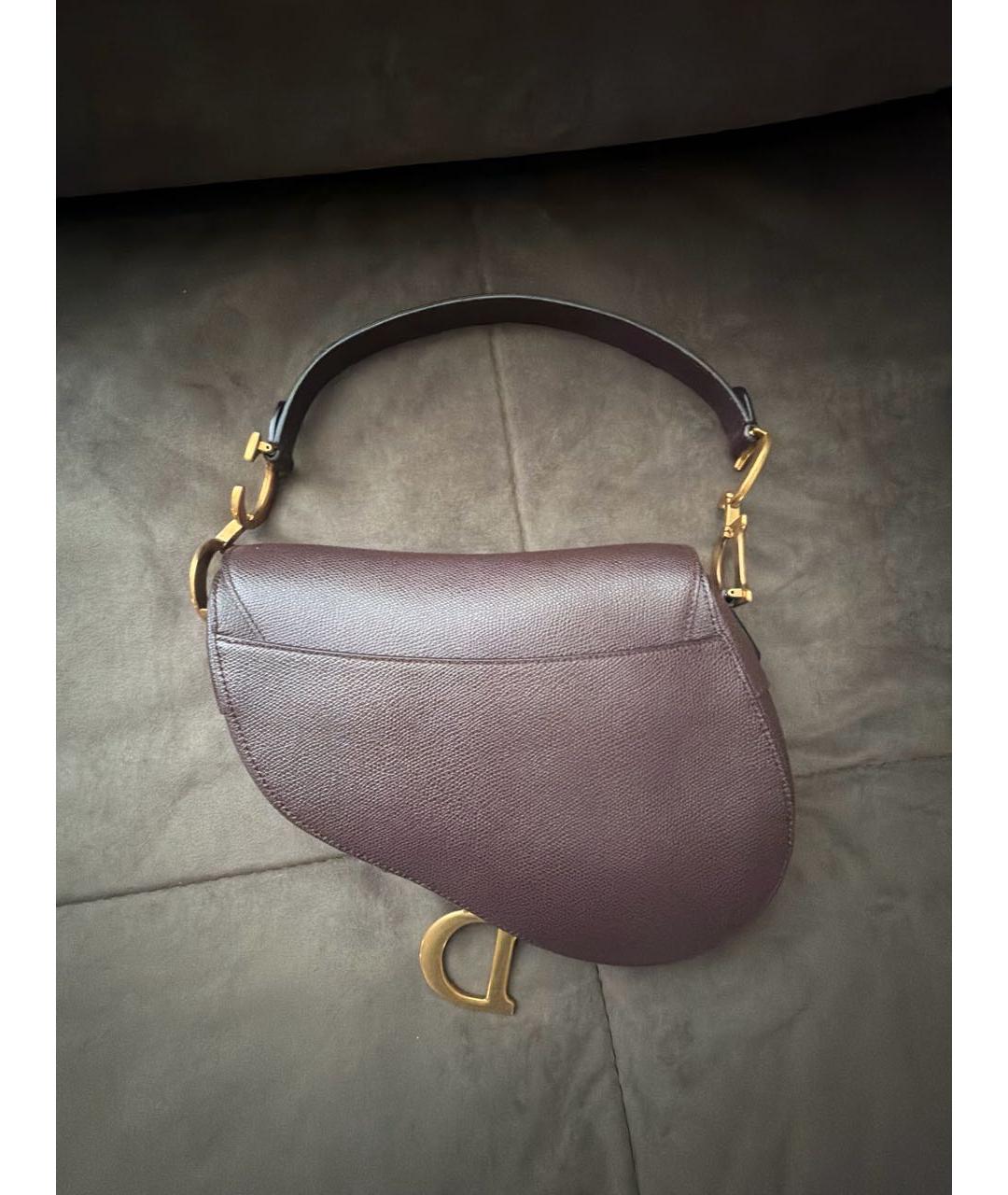 CHRISTIAN DIOR Бордовая кожаная сумка с короткими ручками, фото 3