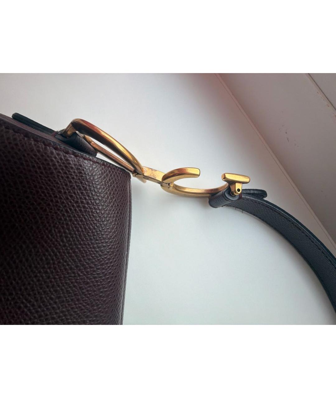 CHRISTIAN DIOR Бордовая кожаная сумка с короткими ручками, фото 7