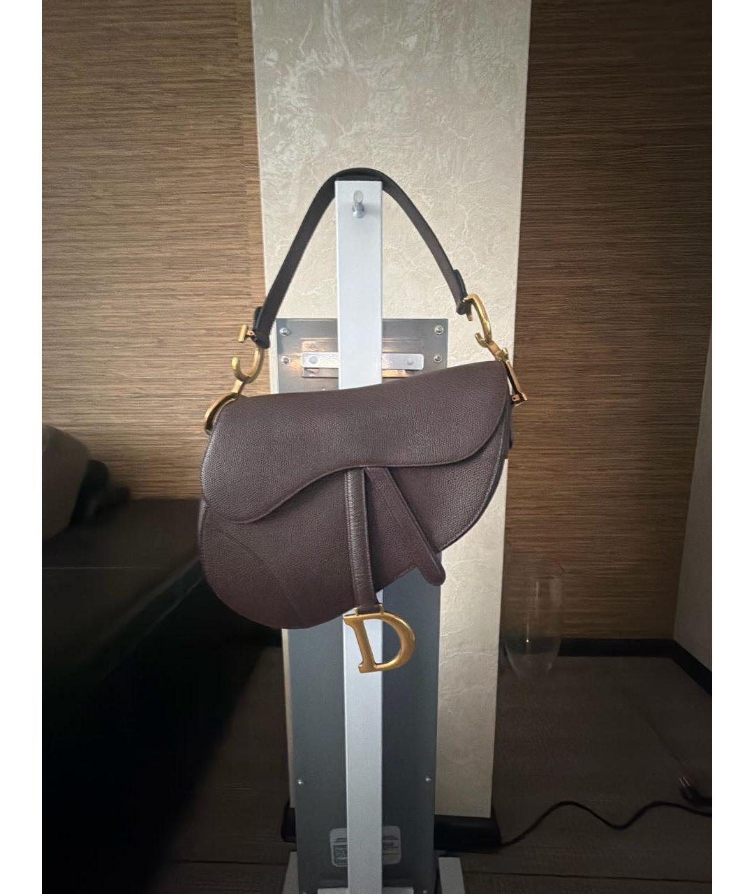 CHRISTIAN DIOR Бордовая кожаная сумка с короткими ручками, фото 9