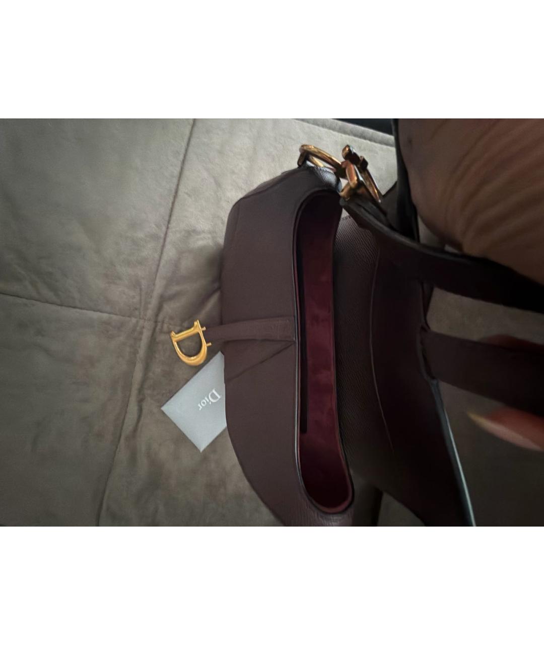 CHRISTIAN DIOR Бордовая кожаная сумка с короткими ручками, фото 4