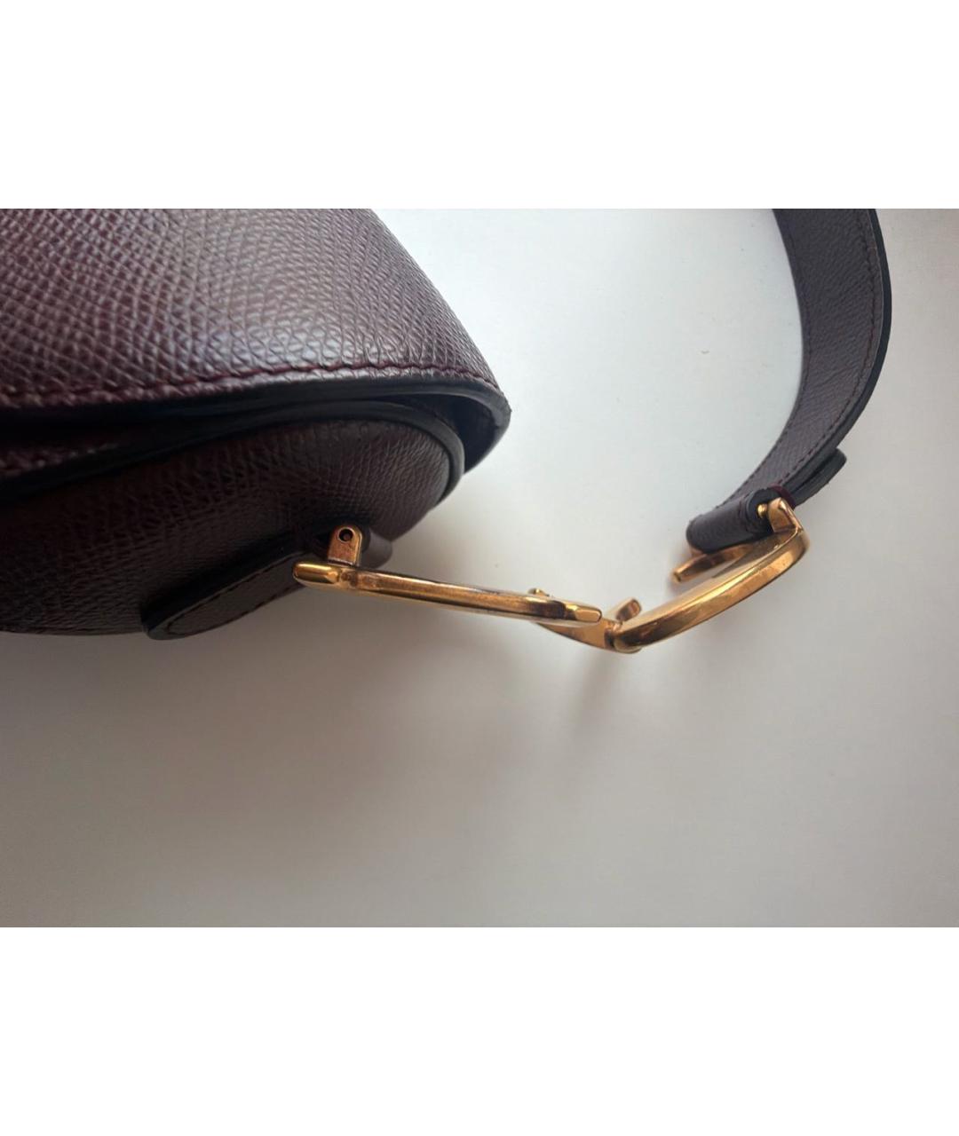 CHRISTIAN DIOR Бордовая кожаная сумка с короткими ручками, фото 8