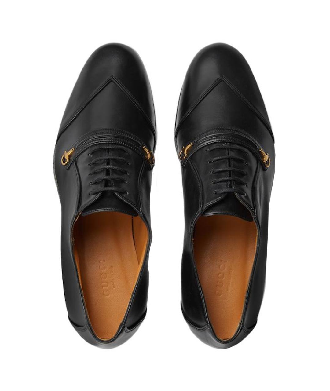 GUCCI Черные кожаные туфли, фото 3