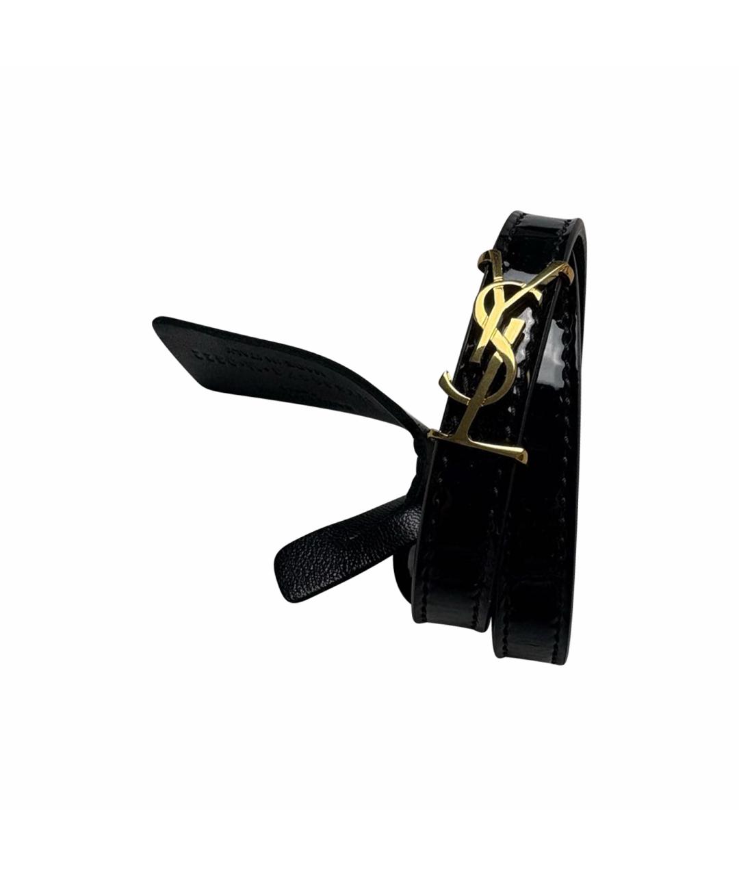 SAINT LAURENT Черный кожаный браслет, фото 1