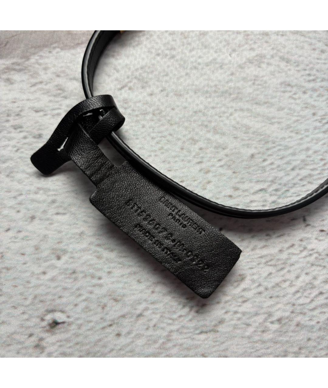 SAINT LAURENT Черный кожаный браслет, фото 6