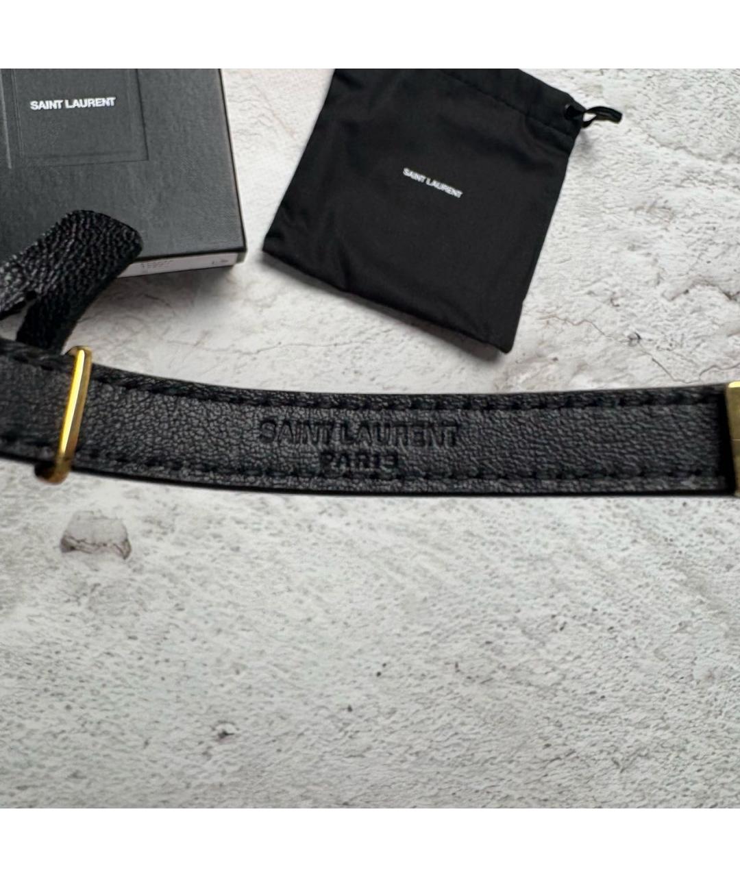 SAINT LAURENT Черный кожаный браслет, фото 7
