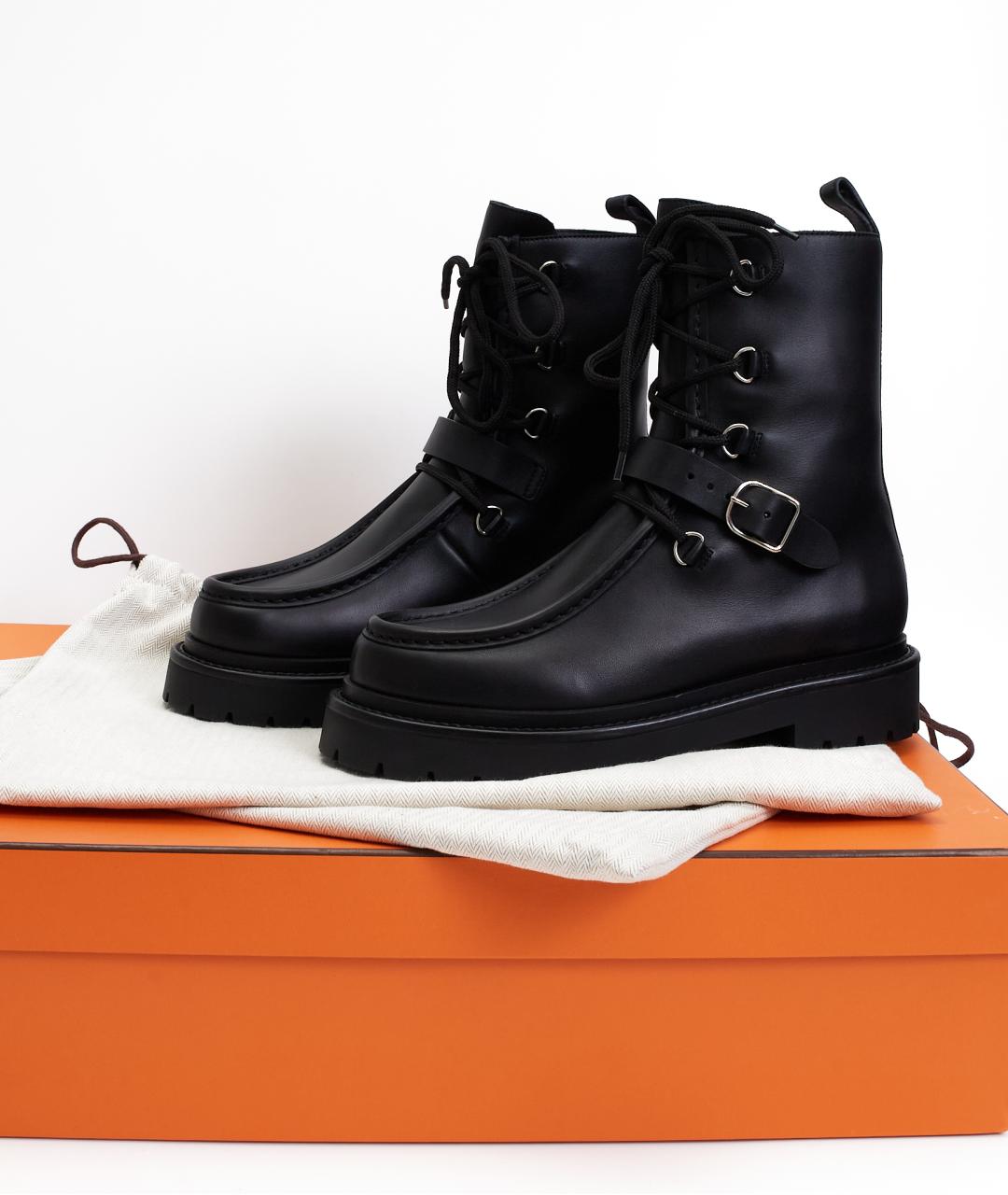 HERMES Черные кожаные ботинки, фото 8