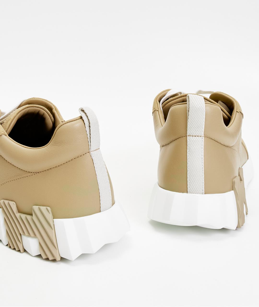 HERMES Бежевые кожаные низкие кроссовки / кеды, фото 5