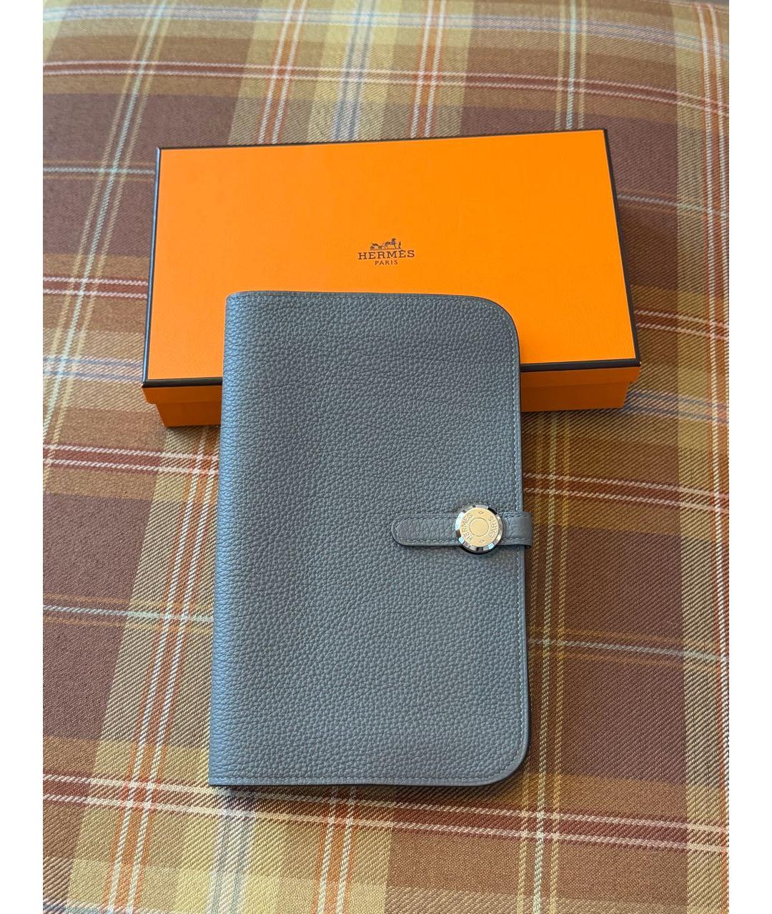 HERMES Серый кожаный кошелек, фото 2