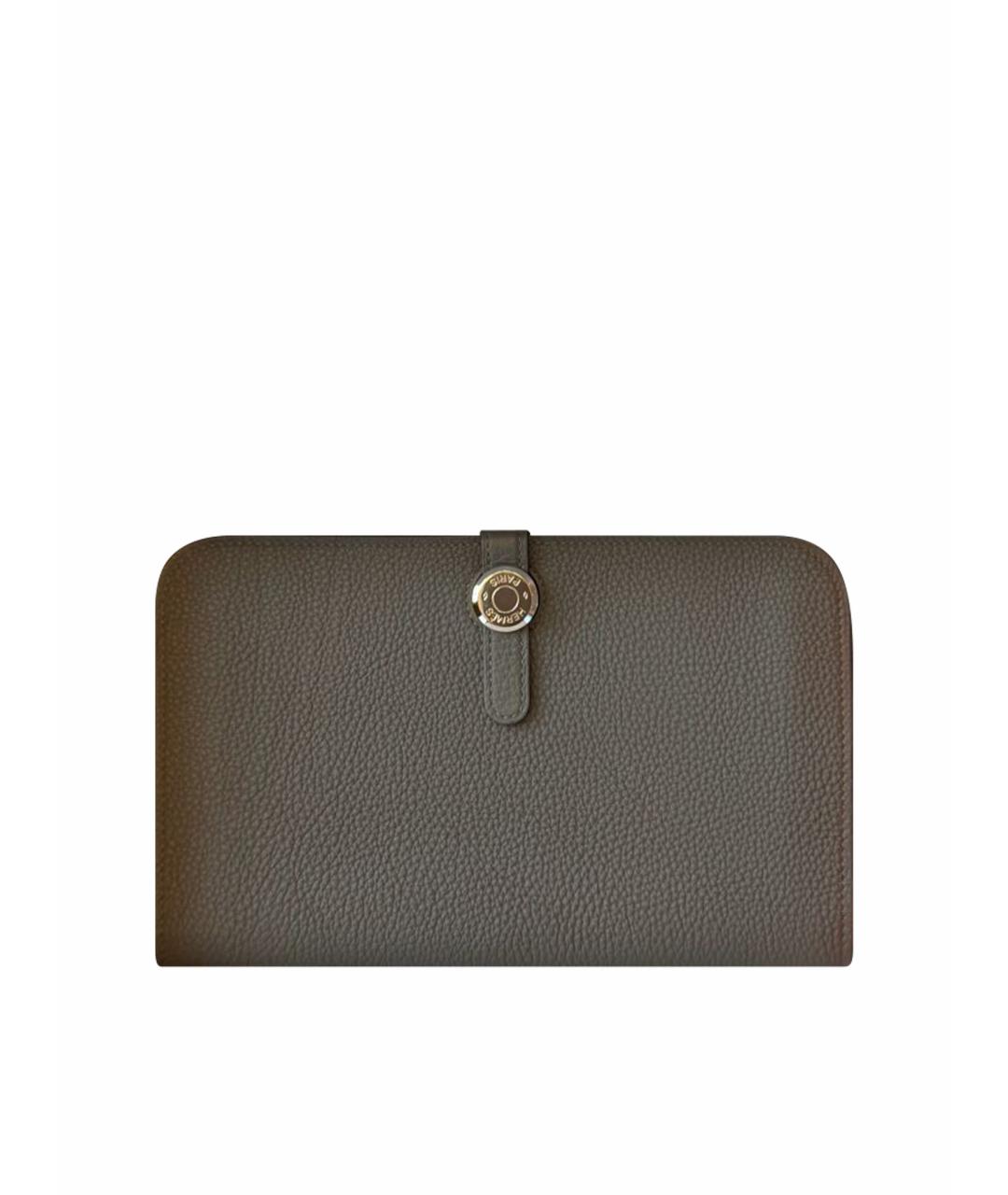 HERMES Серый кожаный кошелек, фото 1