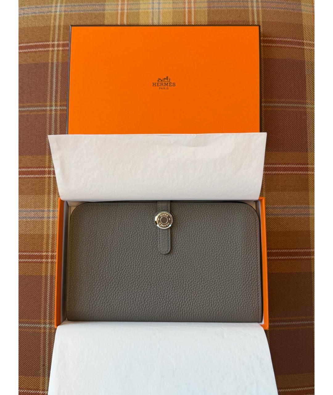 HERMES Серый кожаный кошелек, фото 9