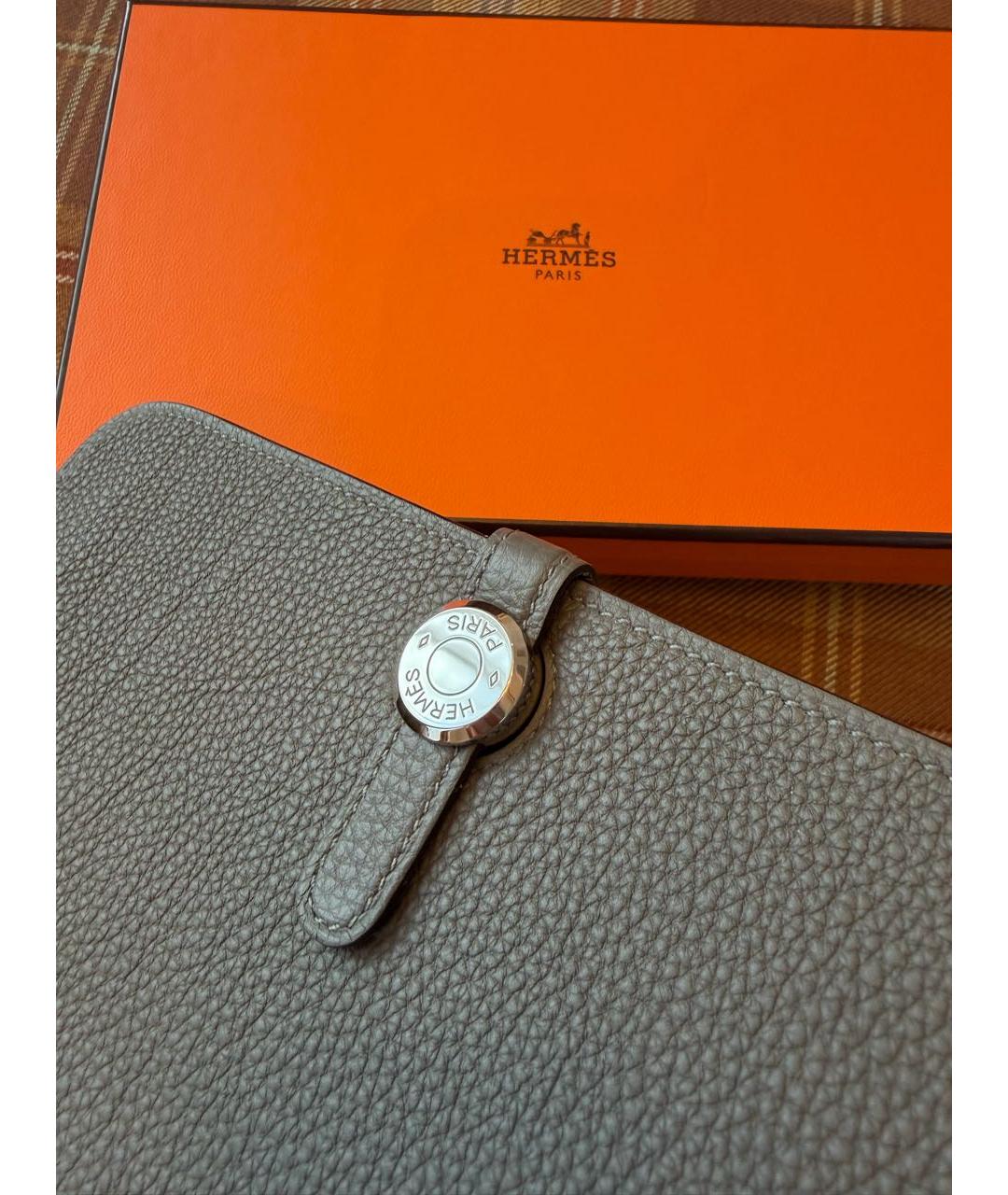 HERMES Серый кожаный кошелек, фото 7