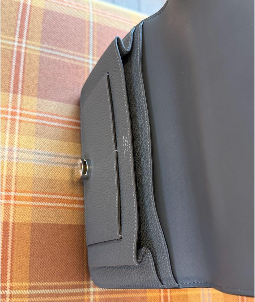 HERMES Серый кожаный кошелек, фото 4