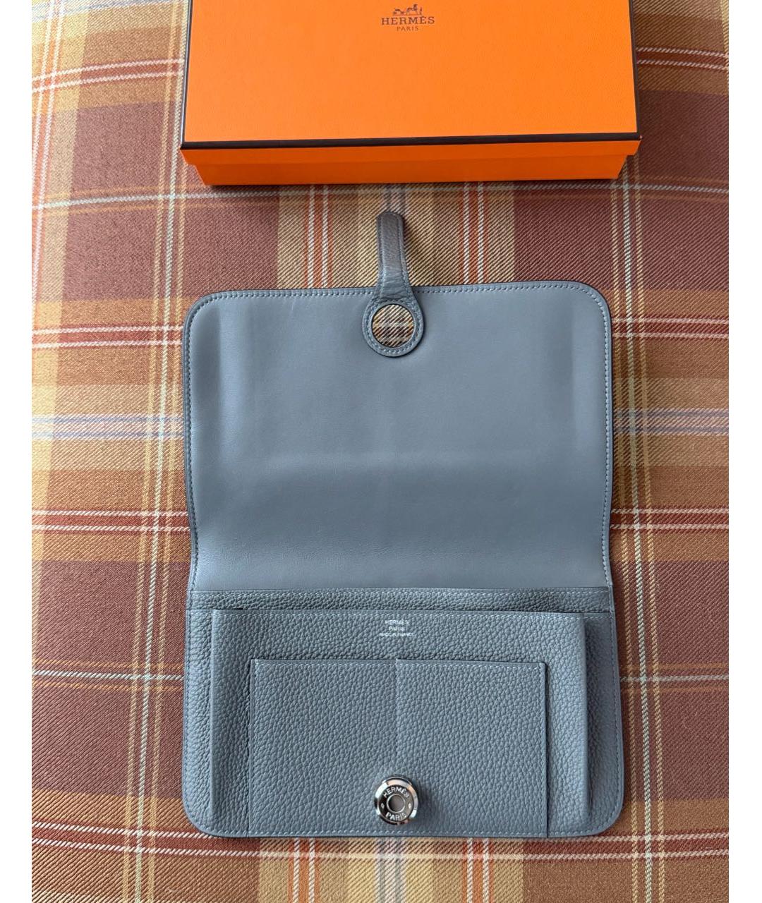 HERMES Серый кожаный кошелек, фото 8