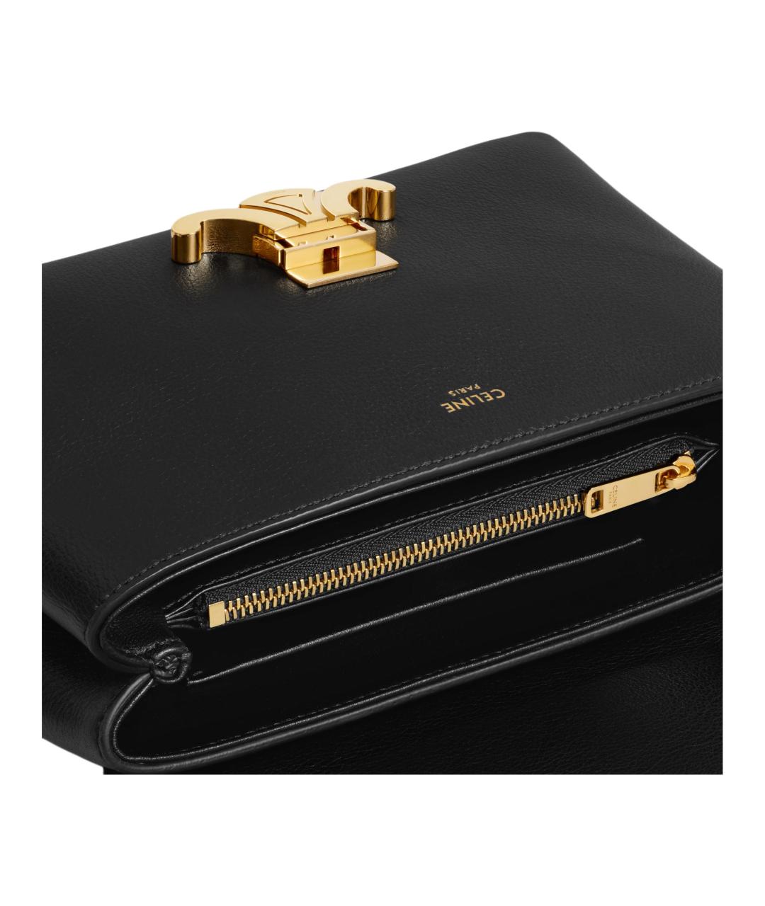 CELINE Черная кожаная сумка через плечо, фото 4