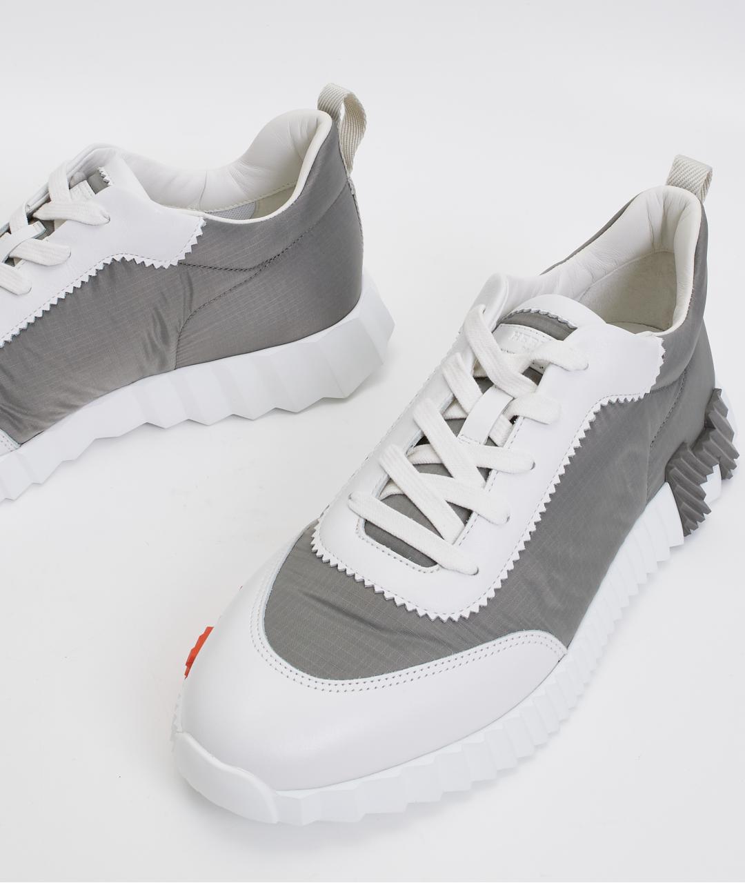 HERMES Серые кожаные низкие кроссовки / кеды, фото 4