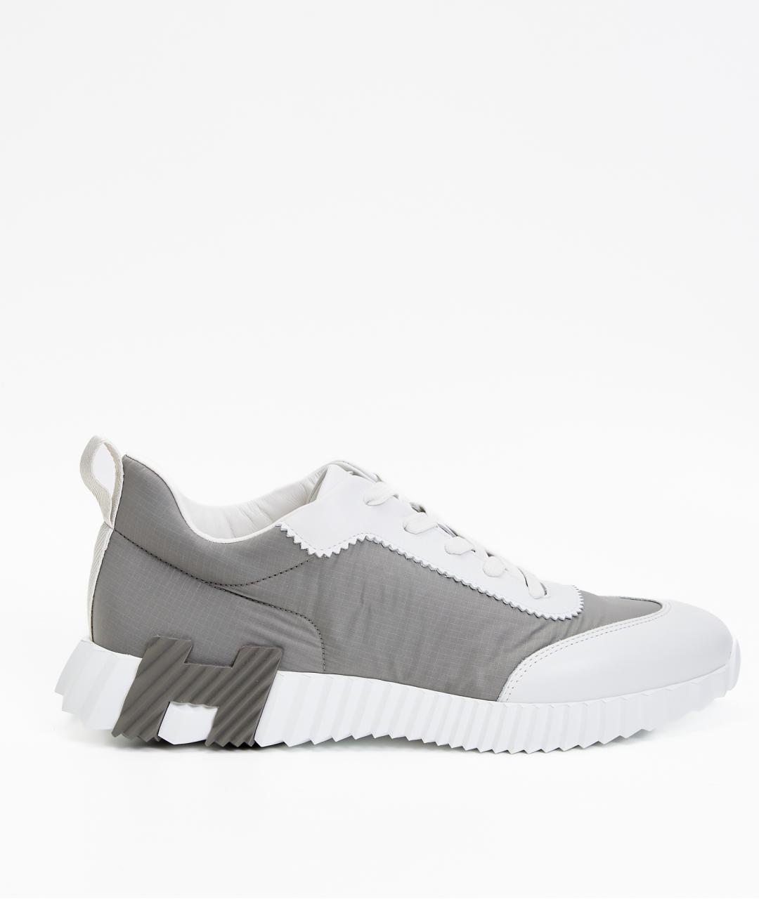 HERMES Серые кожаные низкие кроссовки / кеды, фото 9