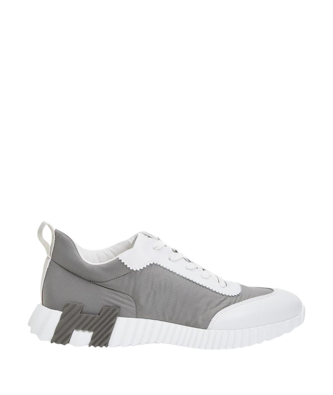 HERMES Серые кожаные низкие кроссовки / кеды, фото 1