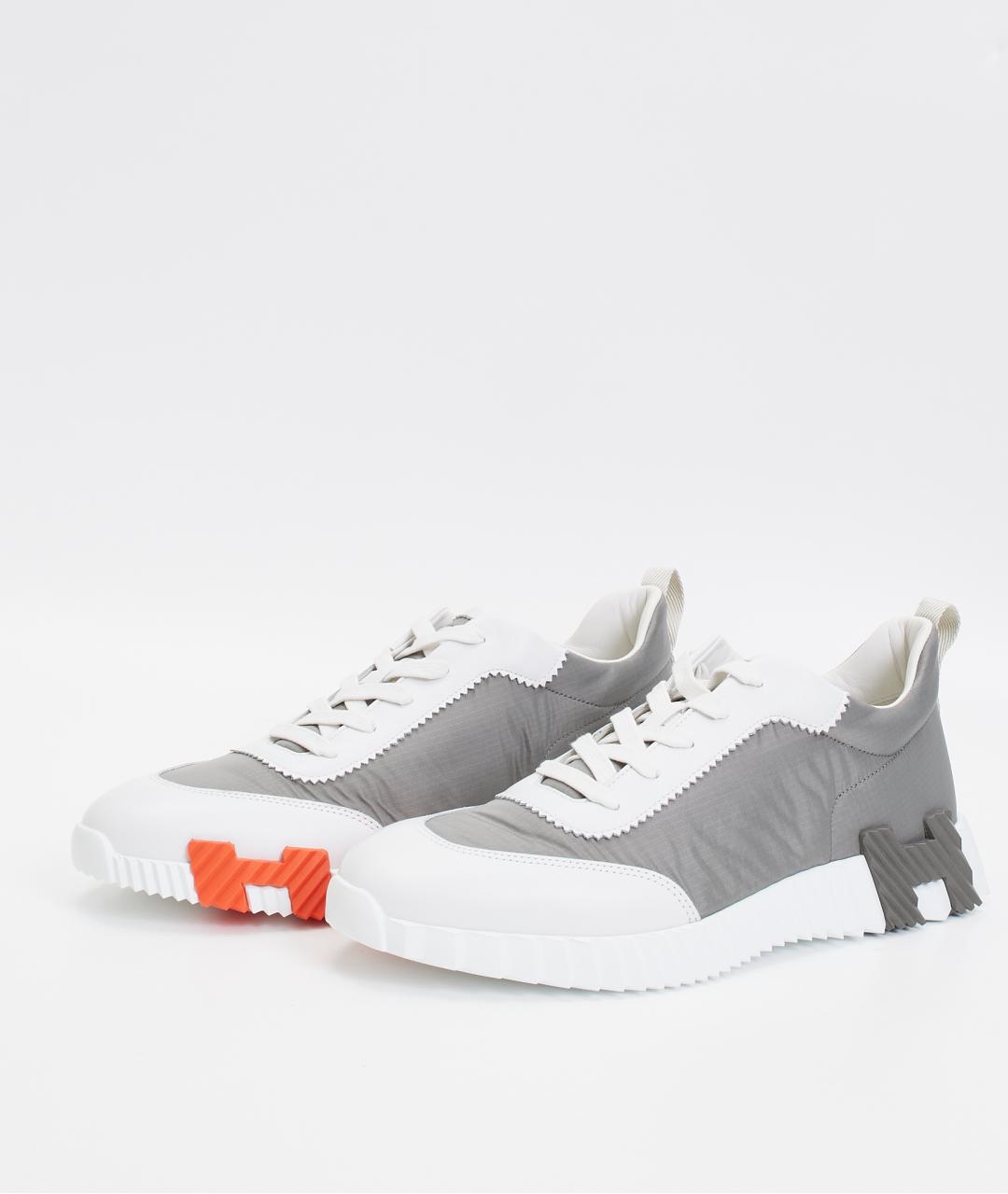 HERMES Серые кожаные низкие кроссовки / кеды, фото 2