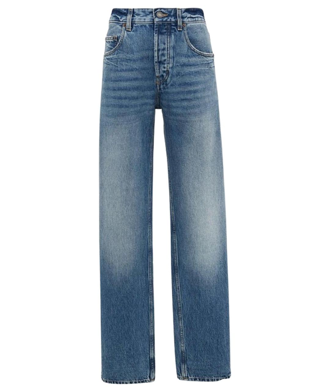 SAINT LAURENT Голубые хлопковые прямые джинсы, фото 1