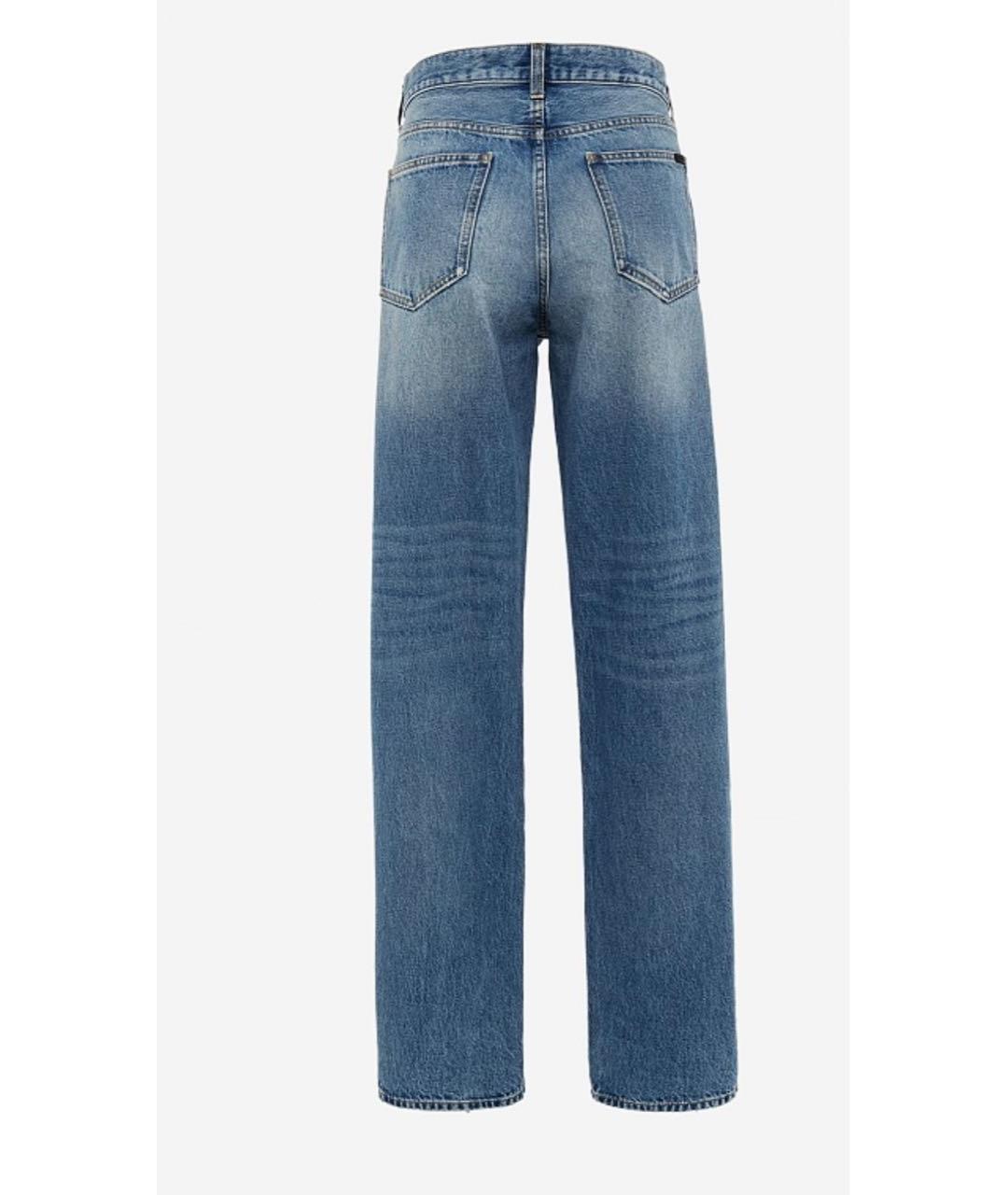SAINT LAURENT Голубые хлопковые прямые джинсы, фото 2