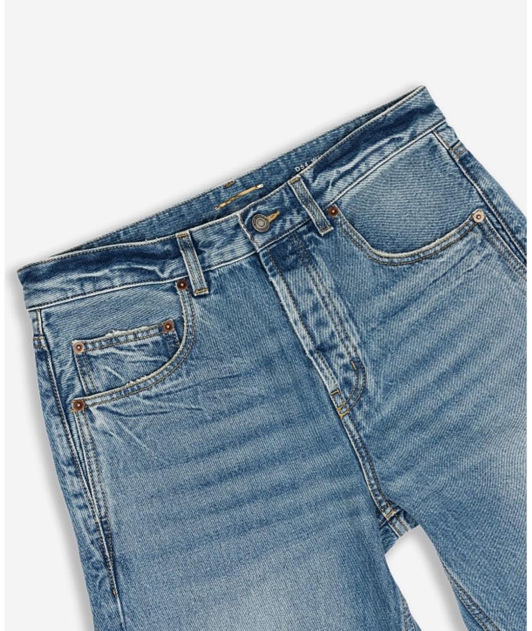 SAINT LAURENT Голубые хлопковые прямые джинсы, фото 4