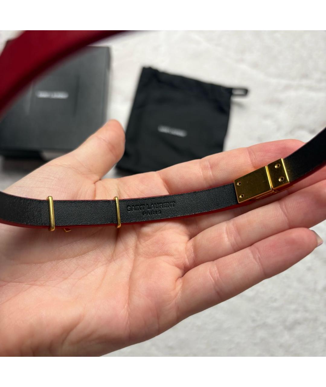 SAINT LAURENT Красный кожаный браслет, фото 7