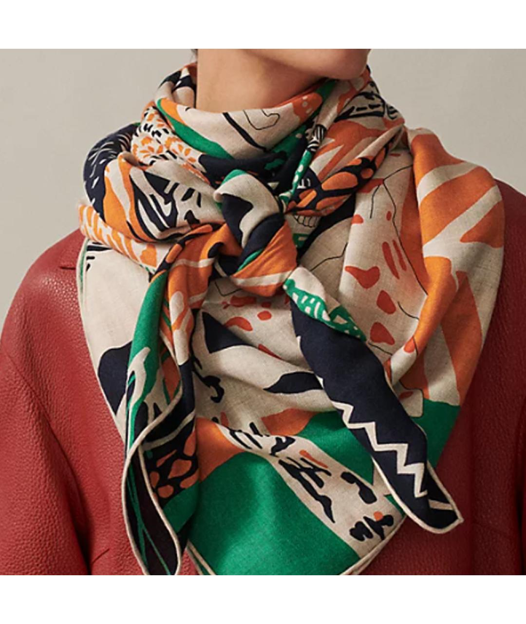 HERMES Мульти шелковый платок, фото 2