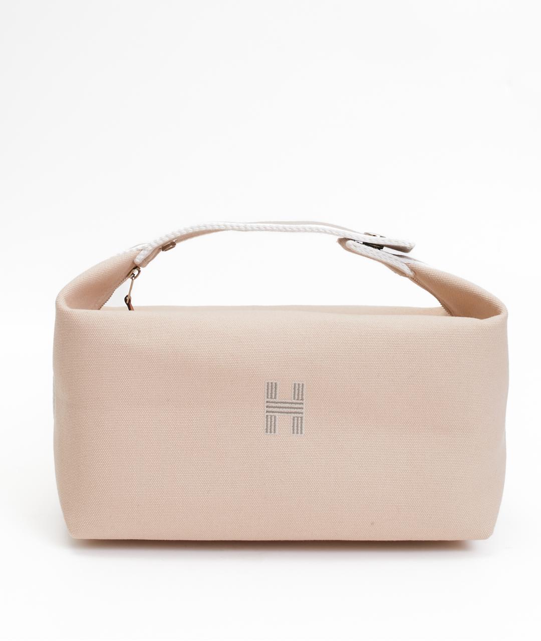 HERMES Бежевая тканевая косметичка, фото 5