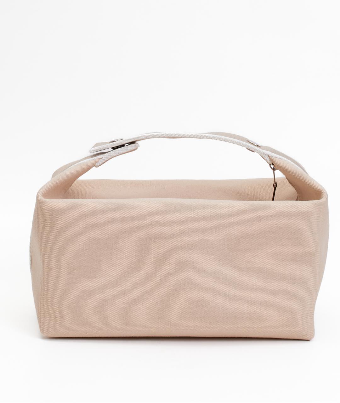 HERMES Бежевая тканевая косметичка, фото 3