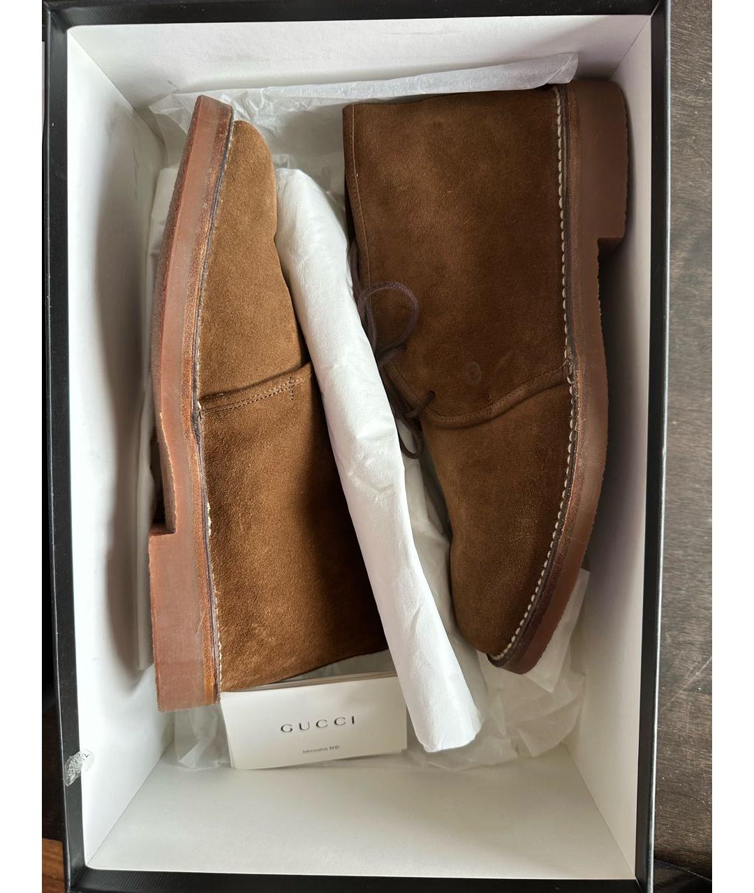 GUCCI Коричневые замшевые высокие ботинки, фото 6