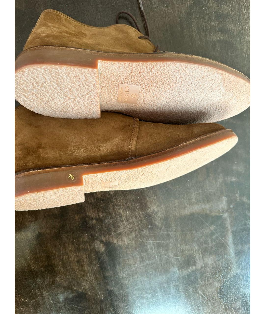 GUCCI Коричневые замшевые высокие ботинки, фото 8