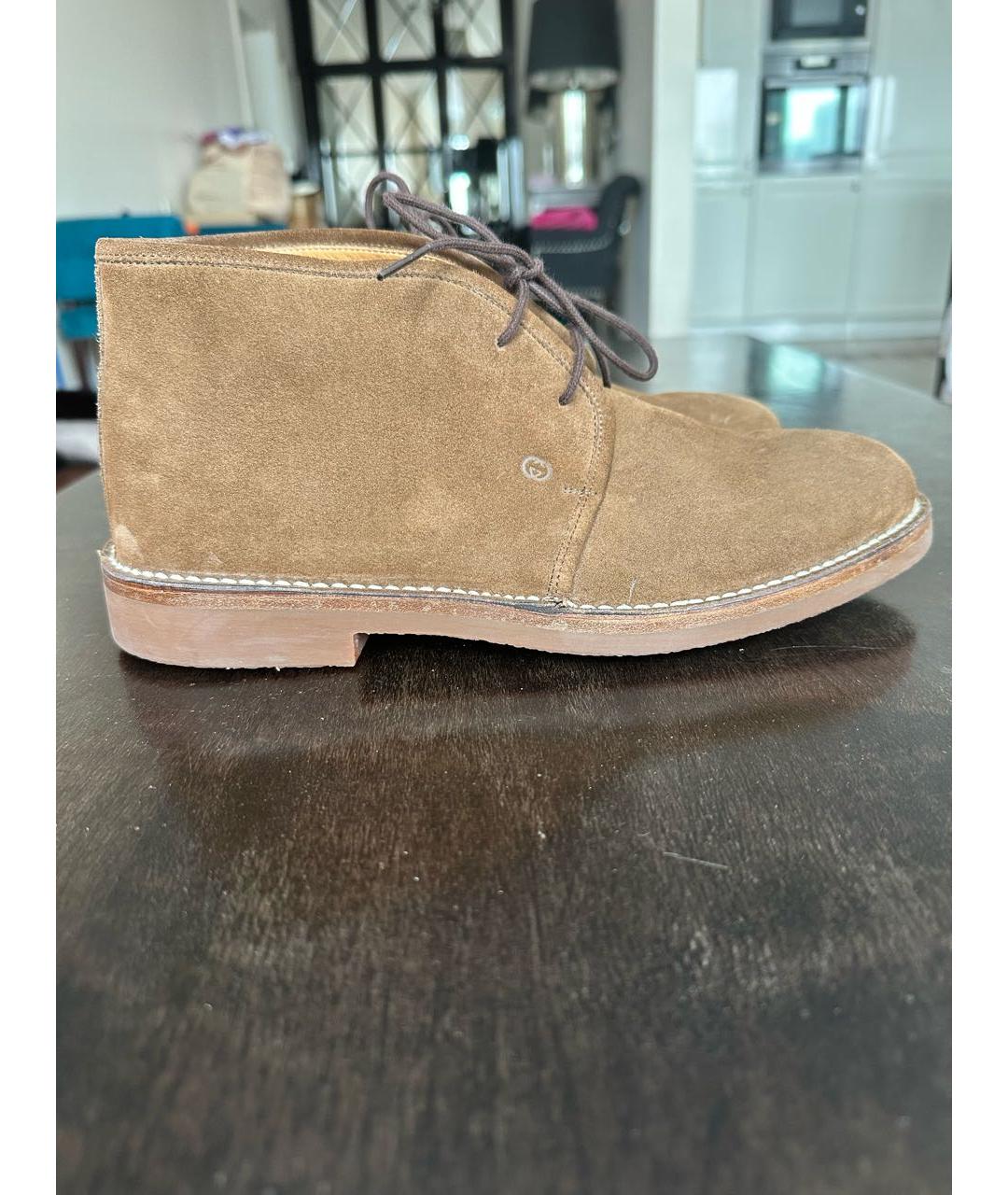 GUCCI Коричневые замшевые высокие ботинки, фото 9